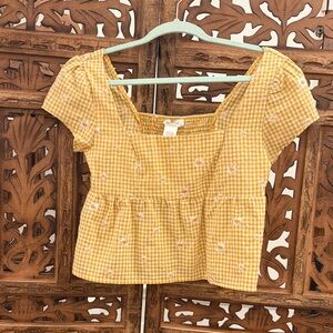 Yellow Gingham Women's Cropped Top